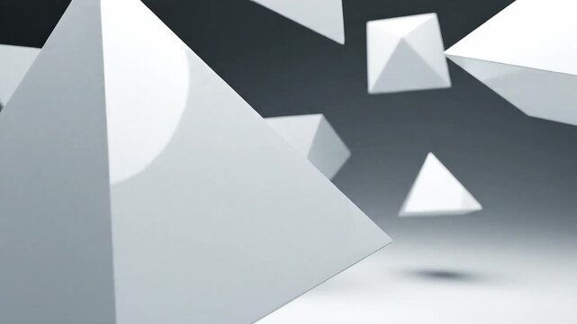 Animated 3D pyramid shapes floating animation loopable minimal style