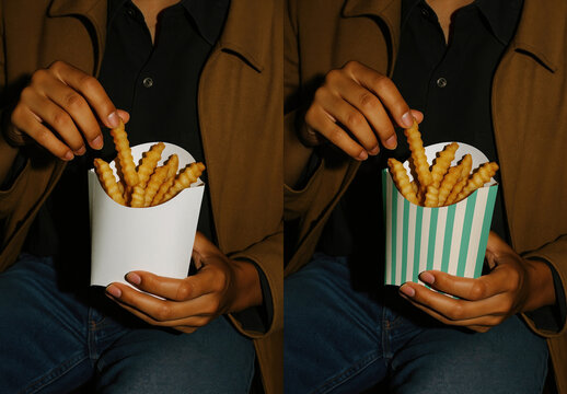 Crinkle Cut Fries In Packaging Mockup PSD