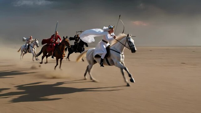 Prophetic Scene Depicting The Four Horsemen Representing Conquest War Famine And Death In The Final Days