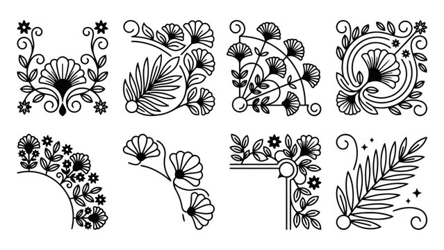 Decorative arabesque corners with floral design patterns and intricate details