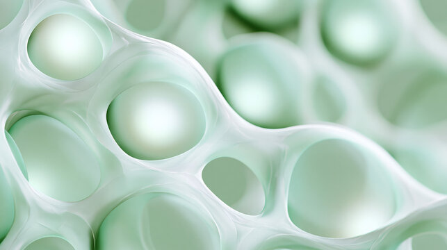 Shallow depth of field macro of glowing organic plant cells