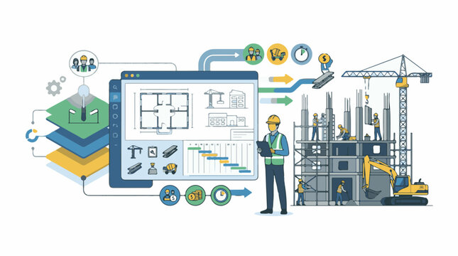Construction project management and planning process flow