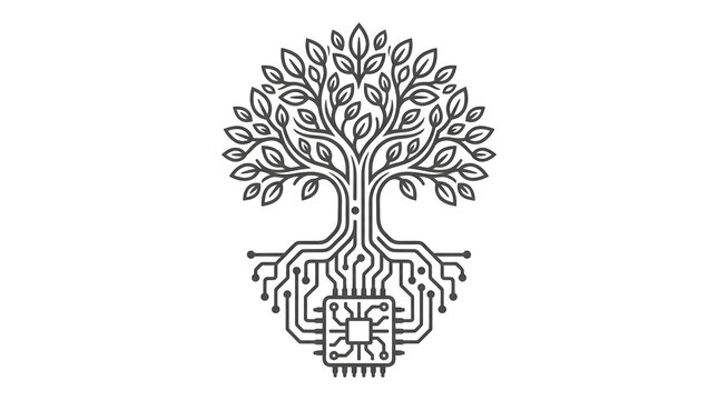 Tree of Life Merged with Computer Technology Abstract Design