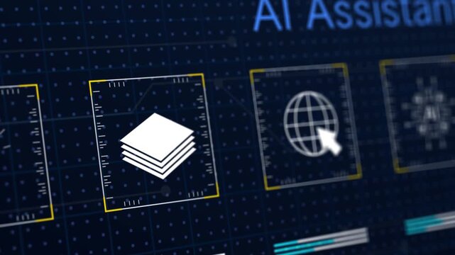 Agile project management with AI assistant, Project life cycle, conceptual animation 3d render.
