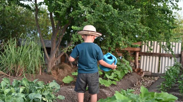 4 Year Old ASEAN Boy Planting Young Vegetable Seedlings in Soil Learning Organic Gardening and Sustainable Food Production