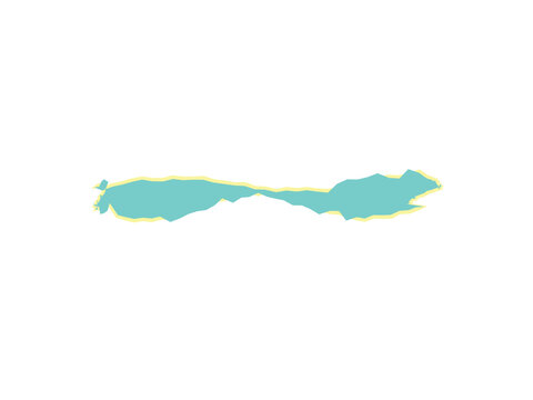 A horizontal abstract shape with a teal center and a pale yellow border