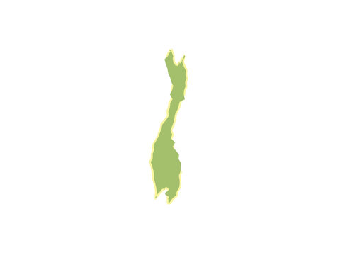 A detailed map silhouette of the island of guam in a soft olive green color