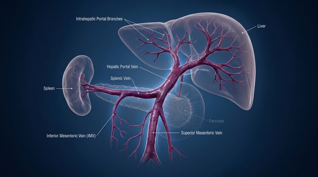A detailed illustration of the human kidney and liver anatomy in a medical context