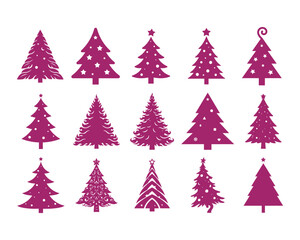 Obraz premium Christmas Tree Silhouette Collection Holiday Vector Set