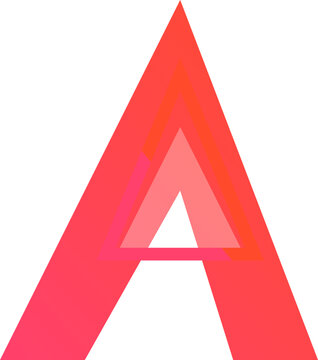 Abstract geometric tech monogram letter A design with red and orange layered triangle shapes illustration