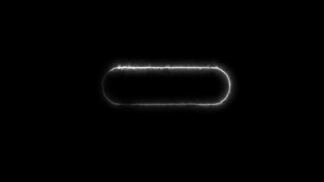 Electric fire stroke pill shape border motion graphic for video editing, text box, and title overlay on black background
