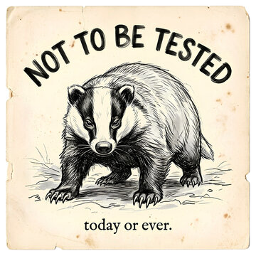 Badger &mdash; "NOT TO BE TESTED." / "today or ever."