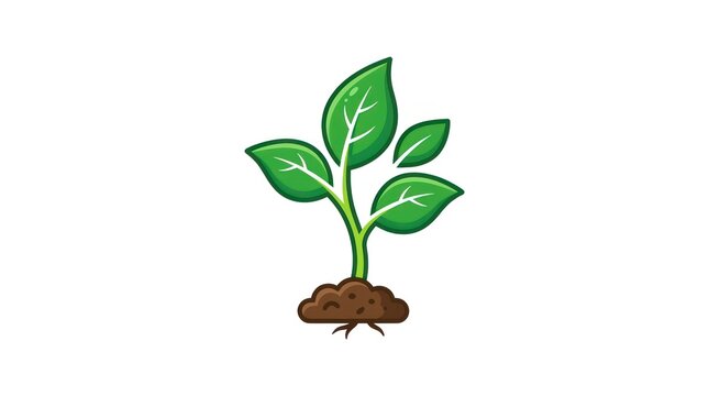 Green seedling sprout icon. Small plant growing from soil as a nature symbol.