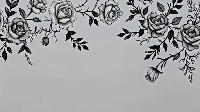 Digital vintage roses border abstract background