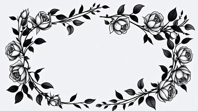 Digital vintage roses border abstract background