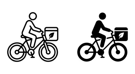 Obraz premium Eco-Friendly Delivery Cyclist Icon Set, Sustainable Transport, Green Logistics, Bicycle Courier