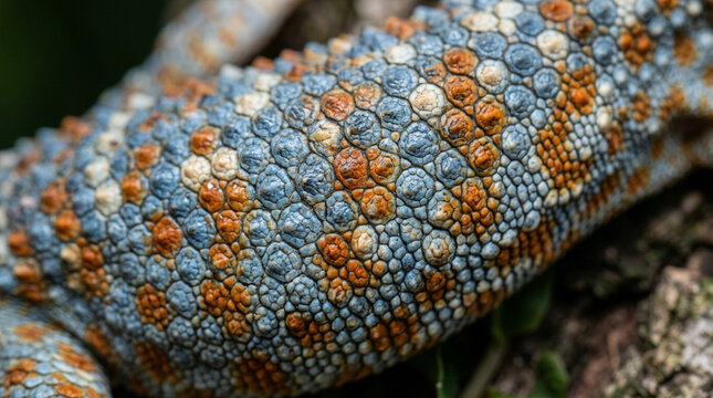 Detailed Macro Texture of a Tokay Gecko's Colorful Skin