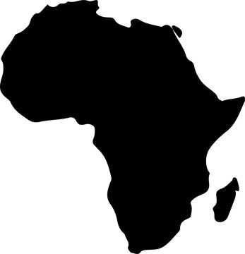 Africa continent silhouette, black outline map, geographic boundaries, cultural heritage, cartography icon, educational resource, African identity, global geography