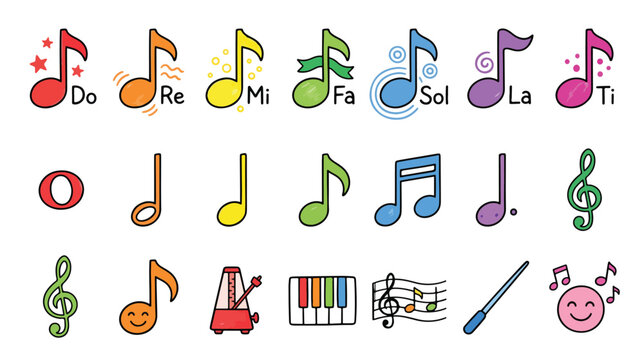 Handmade Solfege Music Icons Vector Illustration Educational Set