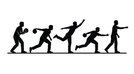 Fototapeta premium Silhouette Sequence Illustrating The Progressive Motion Of A Bowling Player