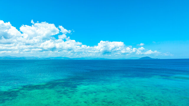 Tropical Nature ocean and summer sea water with beautiful bright sunlight. Perfect for summer vacation and travel background	