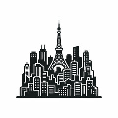 Obraz premium Cityscape Silhouette with Iconic Tower.
