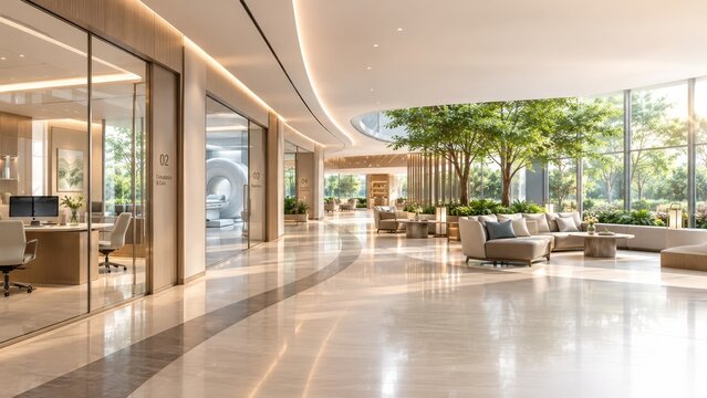 Premium Healthcare Network Visualized Through Seamless Patient Care Flow Across Modern Medical Spaces
