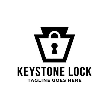 Secure keystone padlock logo for real estate or cybersecurity sectors.