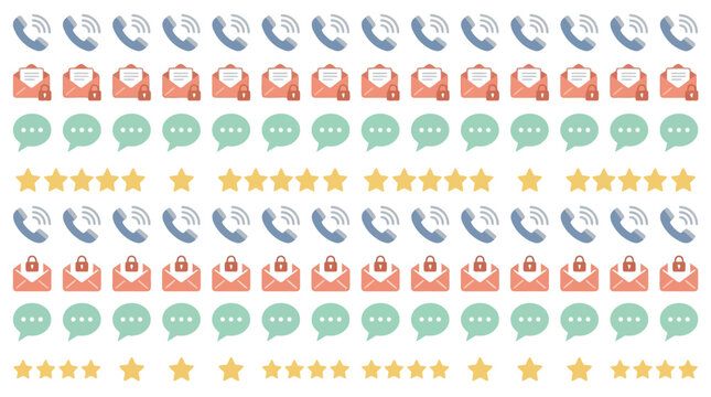 Pattern featuring repeating communication icons including telephones, envelopes, speech bubbles, and stars.