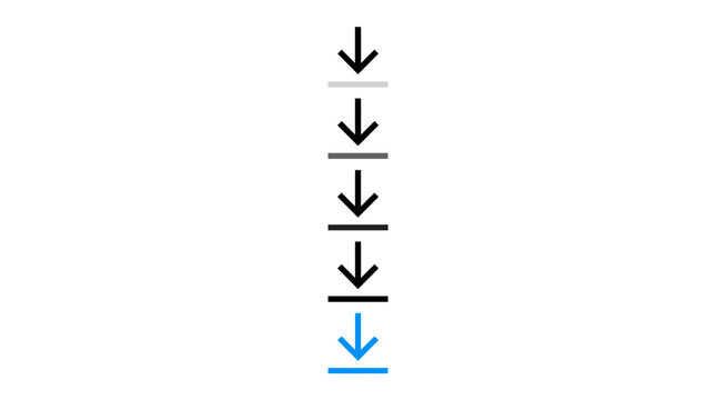 Vertical sequence of downward arrows forming a stepwise workflow diagram with a blue highlighted final arrow