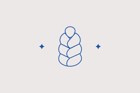 Challa braided bread line icon for bakery shop. Vector illustration for Jewish bakery, grocery store, artisan market, food shop.