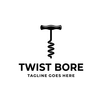 Clean black and white corkscrew icon for wine bars or liquor branding.