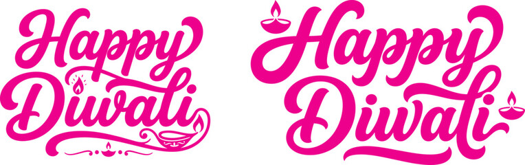 Happy diwali day elegant pink calligraphy greeting for festive celebrations © Ragia
