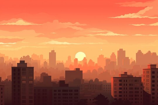 City sunrise architecture cityscape building.