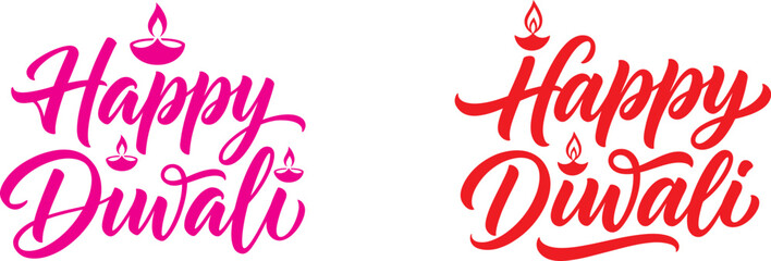 Happy diwali day festive calligraphy designs for celebrations and greetings © Ragia