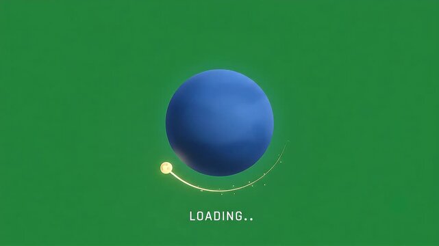 3D blue sphere loading screen animation on green
