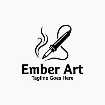 Minimalist icon of a pyrography pen or soldering iron. Ideal for craft and handmade workshops.