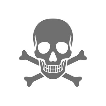 Skull and crossbones symbol used for warning about danger and poison. This symbol often appears on labels and signs to signify hazards. Vector illustration.
