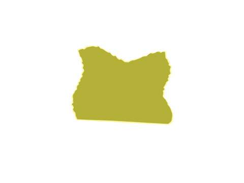 Geographic outline of the us state of oregon in a golden yellow color