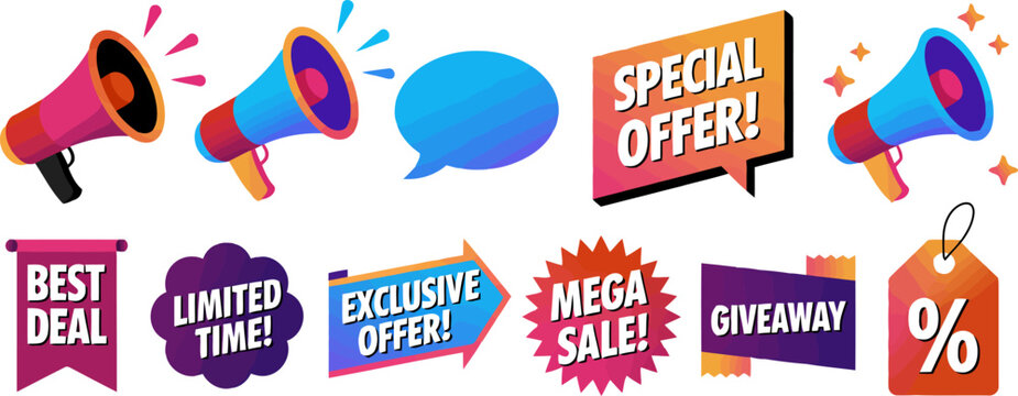 Vibrant Gradient for Sales and Promotions on White Background sale promotion Transparent Background