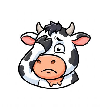 Sad Cow Facepalm Mascot Head Vector Illustration