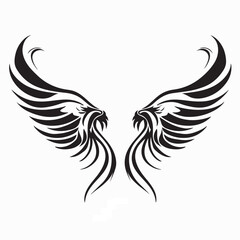 Fototapeta premium Decorative Angel Wings Logo Icon Isolated On White Background