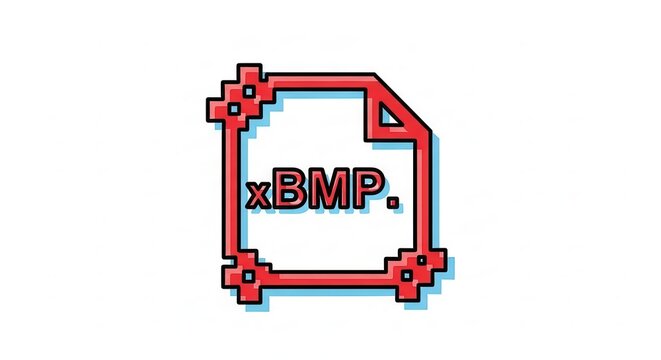 Pixel Art BMP File Icon, Digital Image Format, Raster Graphics Concept