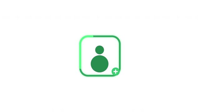 Add friend icon animation green, social media person symbol, online user connection