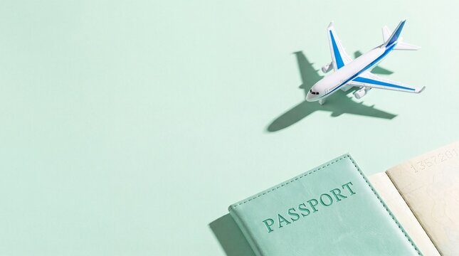 Passport and airplane model ready for international travel adventure