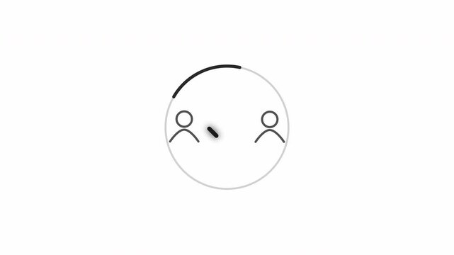 Animated line icon of teamwork with check mark group approved, agreement tick yes sign