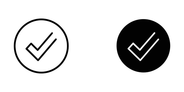 Minimalist checkmark approval symbols in circular frame with checkmark approval validation business complete