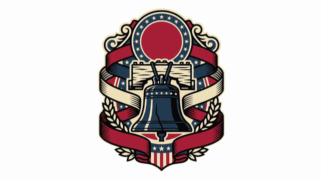 Minimalist Flat American History Patriotism Vintage Emblem Graphic Asset, "Created with AI assistance and manually refined."
