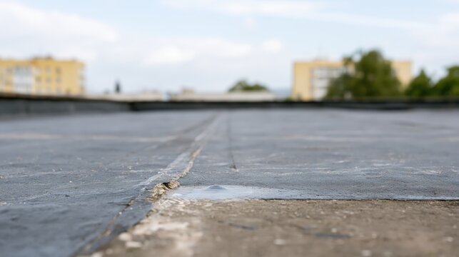 Water blister beneath roof insulation: damaged coating