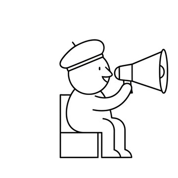 Person with Megaphone and Beret